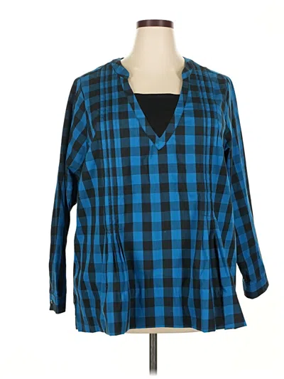 Pre-owned Woman Within Long Sleeve Blouse In Blue