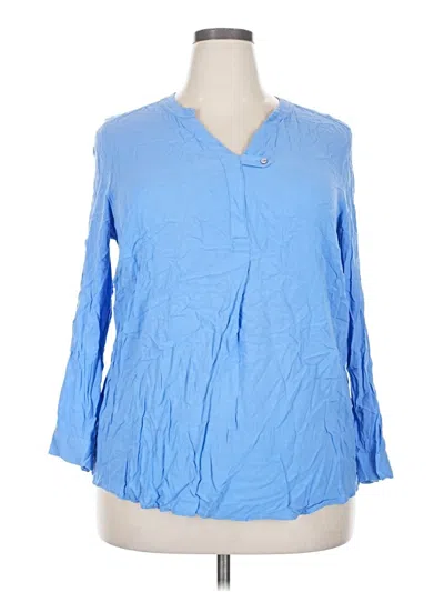 Pre-owned Woman Within Long Sleeve Blouse In Blue