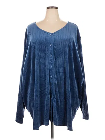 Pre-owned Woman Within Long Sleeve Blouse In Blue