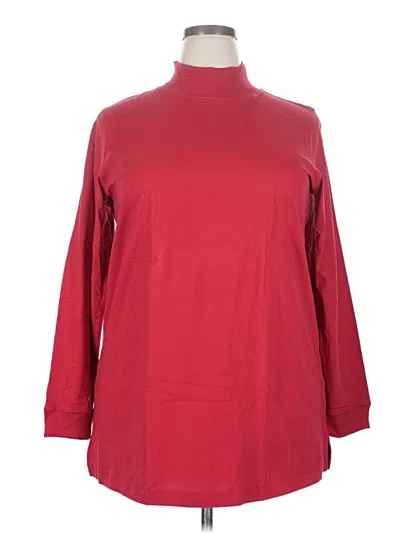 Pre-owned Woman Within Long Sleeve Blouse In Burgundy