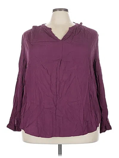 Pre-owned Woman Within Long Sleeve Blouse In Purple