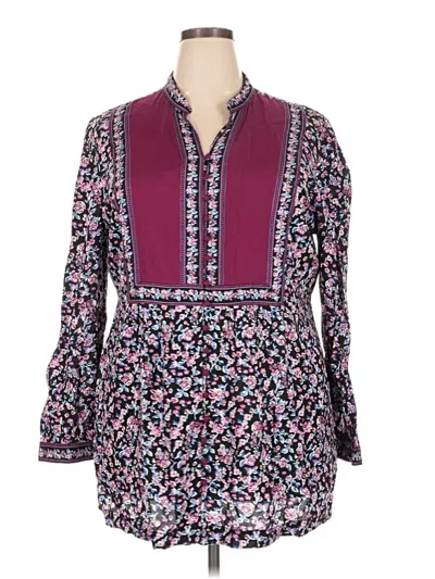 Pre-owned Woman Within Long Sleeve Blouse In Purple