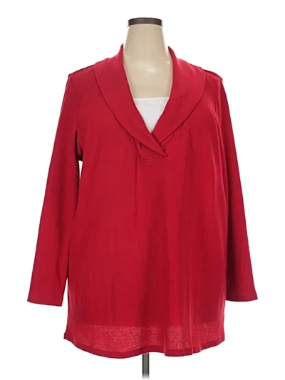 Pre-owned Woman Within Long Sleeve Blouse In Red