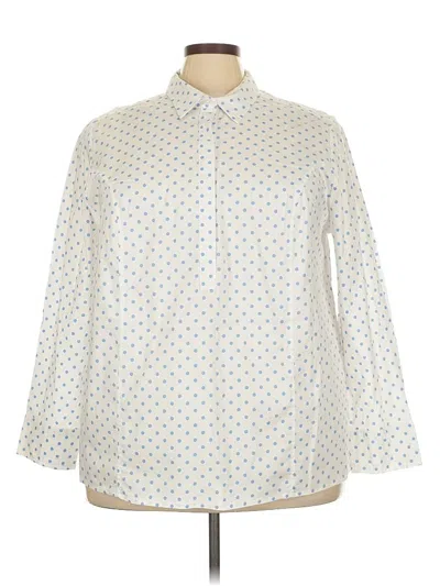 Pre-owned Woman Within Long Sleeve Blouse In White
