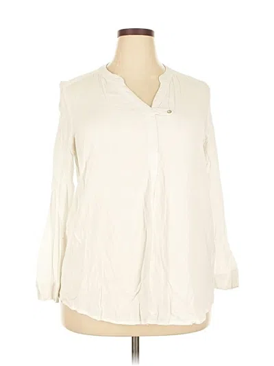 Pre-owned Woman Within Long Sleeve Blouse In White