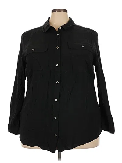 Pre-owned Woman Within Long Sleeve Button Down Shirt In Black