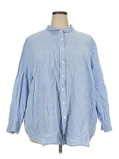 Pre-owned Woman Within Long Sleeve Button Down Shirt In Blue