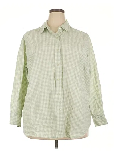 Pre-owned Woman Within Long Sleeve Button Down Shirt In Green