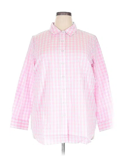 Pre-owned Woman Within Long Sleeve Button Down Shirt In Pink