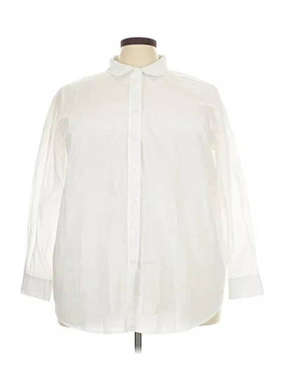 Pre-owned Woman Within Long Sleeve Button Down Shirt In White