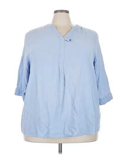 Pre-owned Woman Within Long Sleeve Polo Shirt In Blue