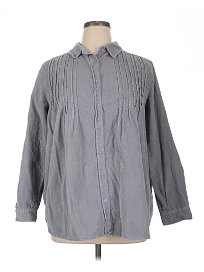 Pre-owned Woman Within Long Sleeve Polo Shirt In Gray