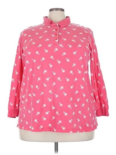 Pre-owned Woman Within Long Sleeve Polo Shirt In Pink