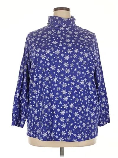Pre-owned Woman Within Long Sleeve Turtleneck In Blue