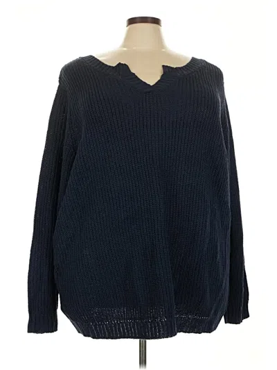 Pre-owned Woman Within Pullover Sweater In Blue