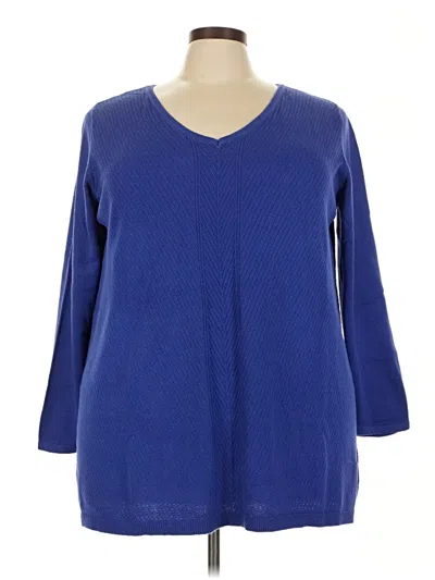 Pre-owned Woman Within Pullover Sweater In Blue
