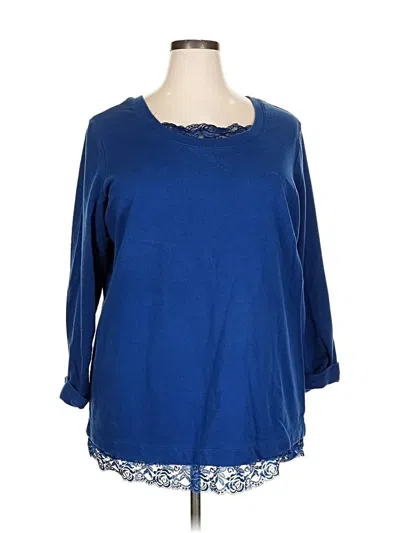 Pre-owned Woman Within Pullover Sweater In Blue