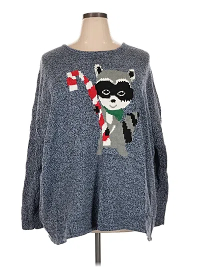 Pre-owned Woman Within Pullover Sweater In Blue