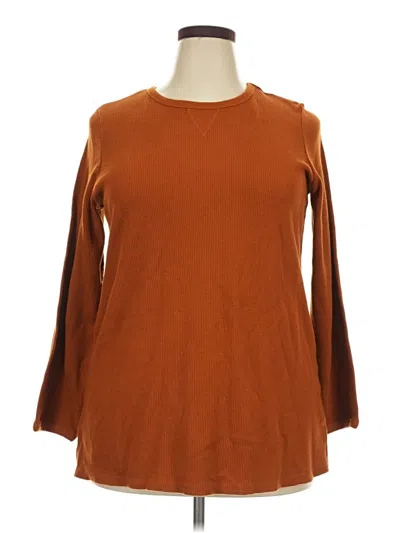 Pre-owned Woman Within Pullover Sweater In Brown