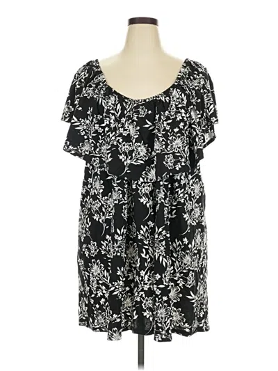 Pre-owned Woman Within Short Sleeve Blouse In Black