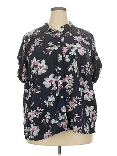 Pre-owned Woman Within Short Sleeve Blouse In Black