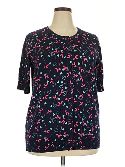 Pre-owned Woman Within Short Sleeve Blouse In Black