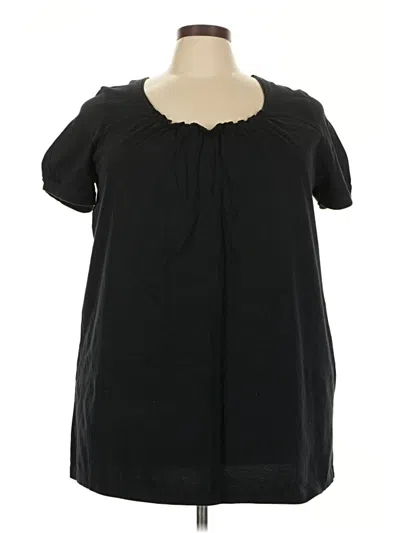 Pre-owned Woman Within Short Sleeve Blouse In Black