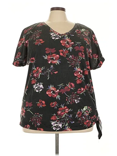 Pre-owned Woman Within Short Sleeve Blouse In Black