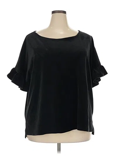 Pre-owned Woman Within Short Sleeve Blouse In Black