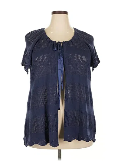 Pre-owned Woman Within Short Sleeve Blouse In Blue