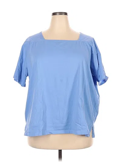 Pre-owned Woman Within Short Sleeve Blouse In Blue