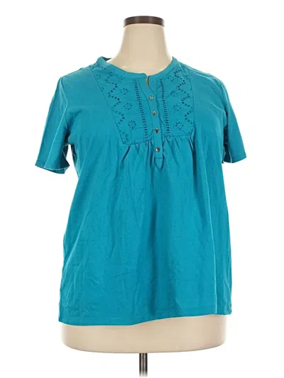 Pre-owned Woman Within Short Sleeve Blouse In Blue