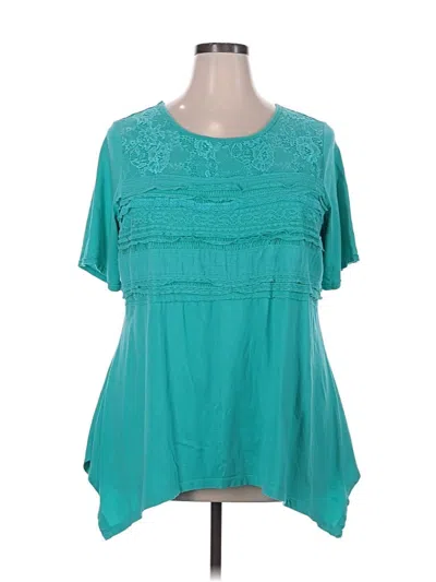 Pre-owned Woman Within Short Sleeve Blouse In Blue