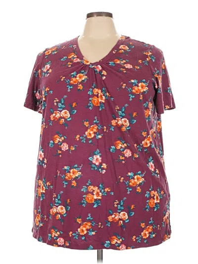 Pre-owned Woman Within Short Sleeve Blouse In Burgundy