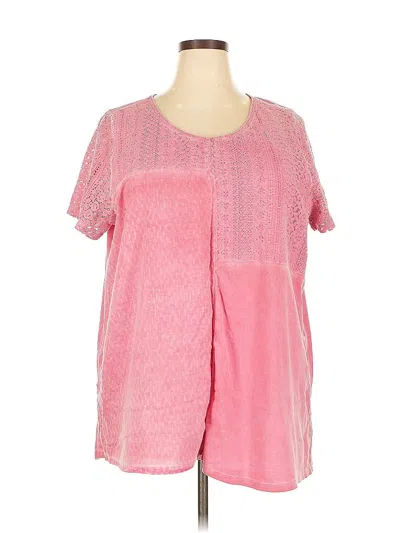 Pre-owned Woman Within Short Sleeve Blouse In Pink