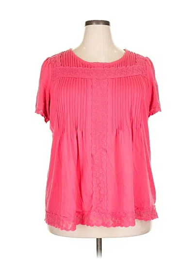 Pre-owned Woman Within Short Sleeve Blouse In Pink
