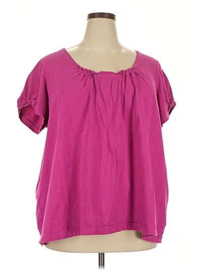 Pre-owned Woman Within Short Sleeve Blouse In Pink