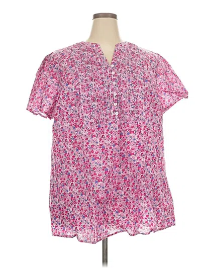 Pre-owned Woman Within Short Sleeve Blouse In Pink