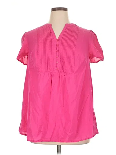 Pre-owned Woman Within Short Sleeve Blouse In Pink
