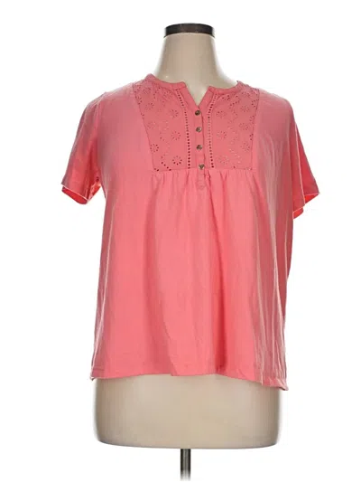 Pre-owned Woman Within Short Sleeve Blouse In Pink