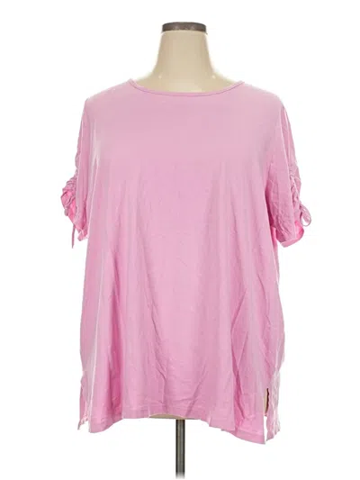 Pre-owned Woman Within Short Sleeve Blouse In Pink