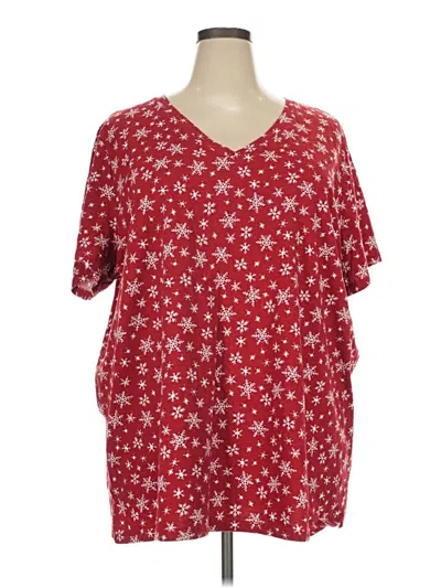 Pre-owned Woman Within Short Sleeve Blouse In Red