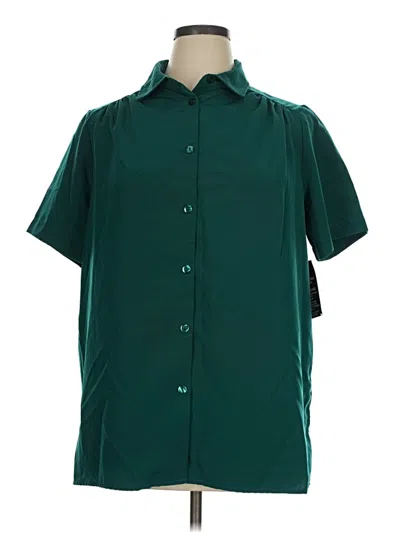 Woman Within Short Sleeve Blouse In Green