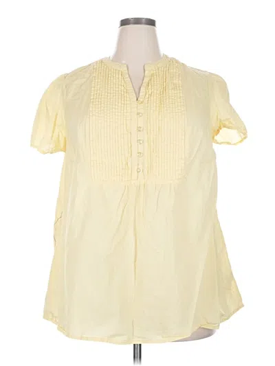 Pre-owned Woman Within Short Sleeve Blouse In Yellow