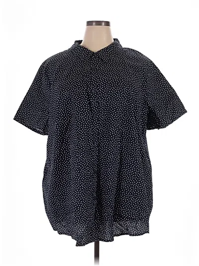 Pre-owned Woman Within Short Sleeve Button Down Shirt In Black