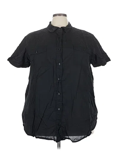 Pre-owned Woman Within Short Sleeve Button Down Shirt In Black