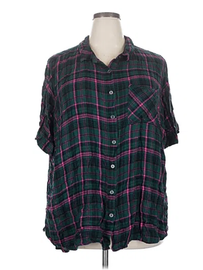 Pre-owned Woman Within Short Sleeve Button Down Shirt In Black