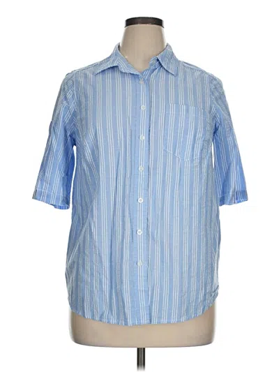 Pre-owned Woman Within Short Sleeve Button Down Shirt In Blue