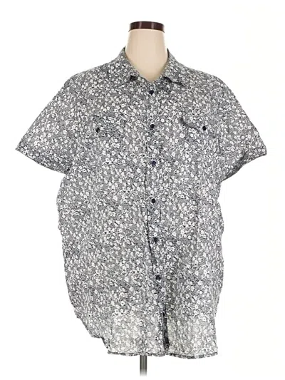 Pre-owned Woman Within Short Sleeve Button Down Shirt In Blue