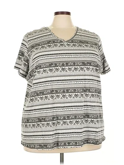 Pre-owned Woman Within Short Sleeve Henley Shirt In Gray